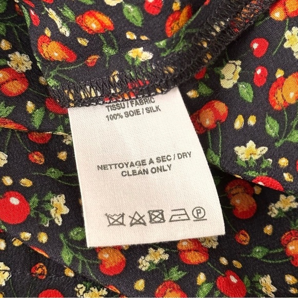 A.P.C. Lillian Ruffle Silk Cherry Print Blouse Cottagecore Vintage Inspired 8 - Picture 12 of 16